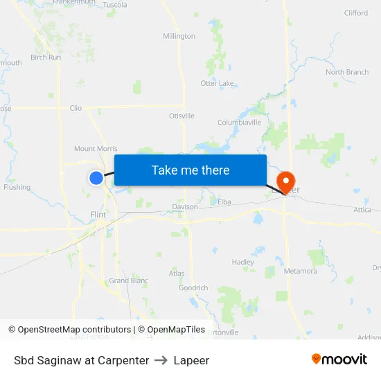 Sbd Saginaw at Carpenter to Lapeer map