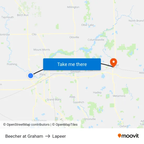 Beecher at Graham to Lapeer map