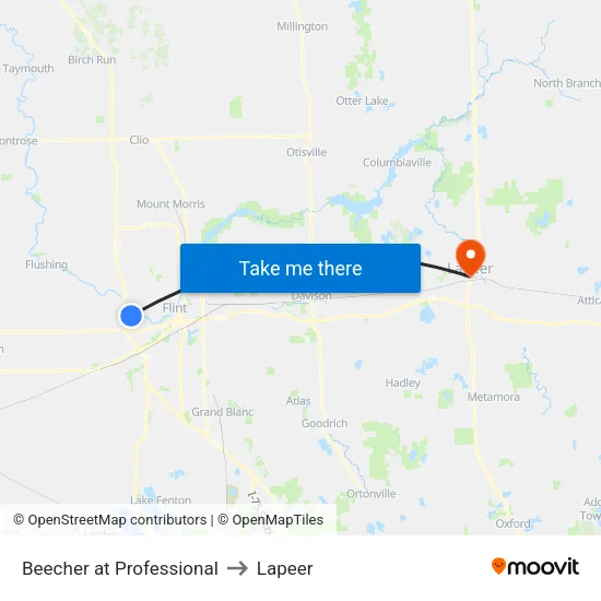 Beecher at Professional to Lapeer map