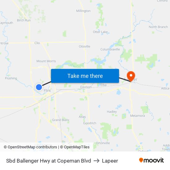 Sbd Ballenger Hwy at Copeman Blvd to Lapeer map