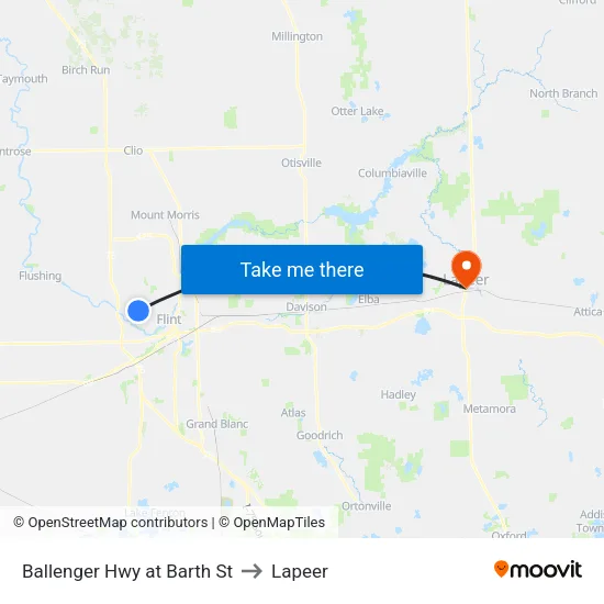 Ballenger Hwy at Barth St to Lapeer map