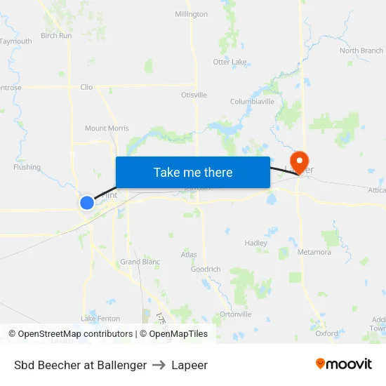 Beecher at Ballenger NW Corner to Lapeer map