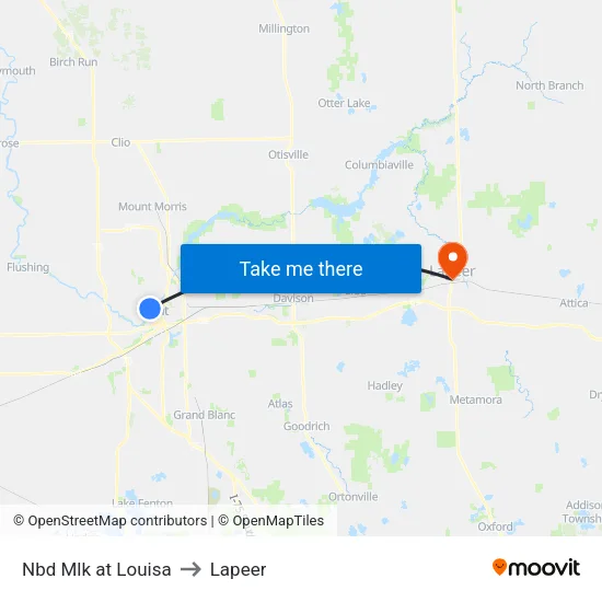 Nbd Mlk at Louisa to Lapeer map