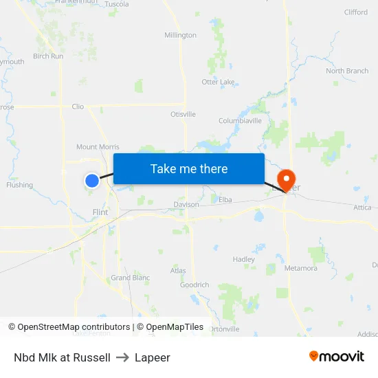 Nbd Mlk at Russell to Lapeer map