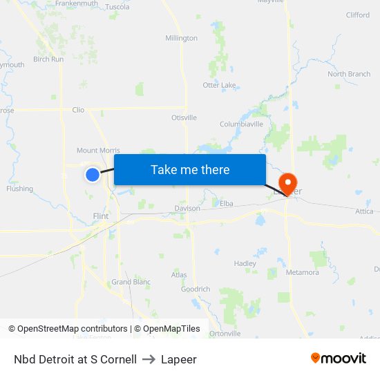 Nbd Detroit at S Cornell to Lapeer map