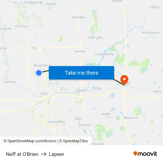 Neff at O'Brien to Lapeer map