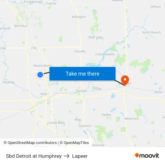Sbd Detroit at Humphrey to Lapeer map