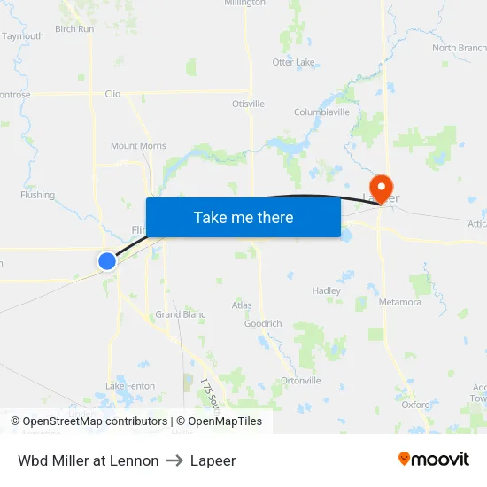 Wbd Miller at Lennon to Lapeer map