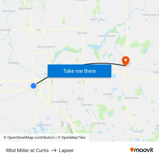 Wbd Miller at Curtis to Lapeer map