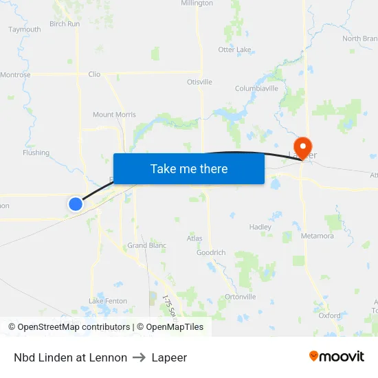 Nbd Linden at Lennon to Lapeer map