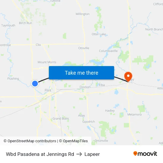 Wbd Pasadena at Jennings Rd to Lapeer map