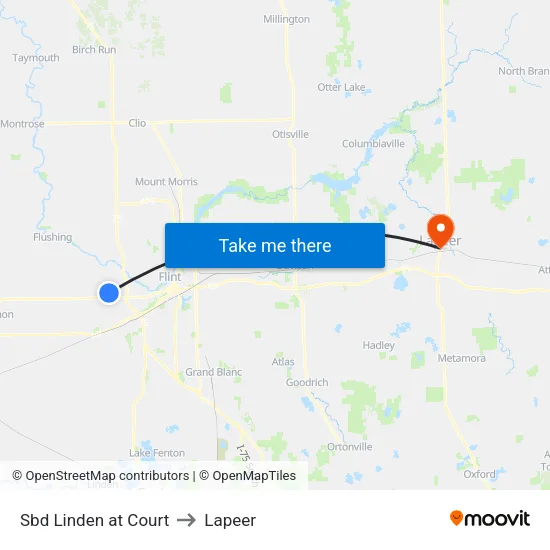 Sbd Linden at Court to Lapeer map