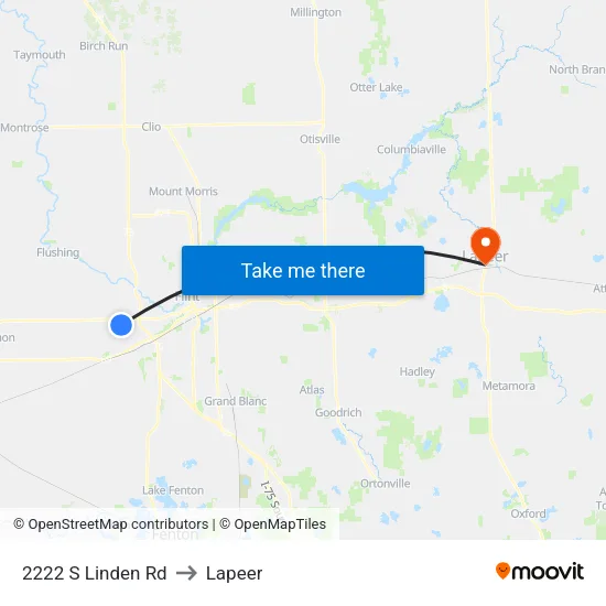 2222 S Linden Rd to Lapeer map