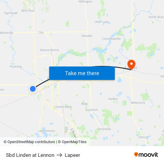 Sbd Linden at Lennon to Lapeer map