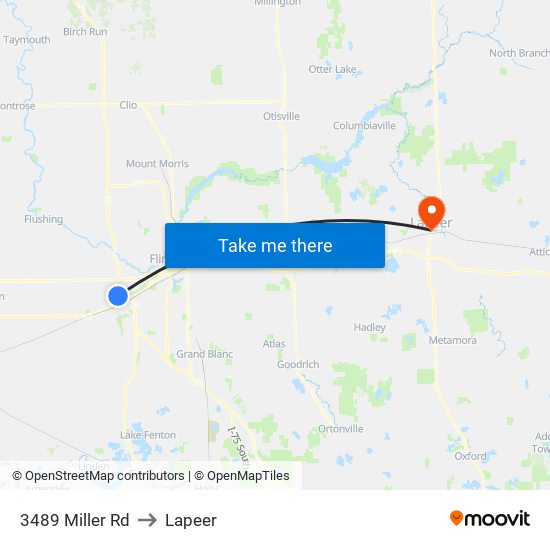 3489 Miller Rd to Lapeer map