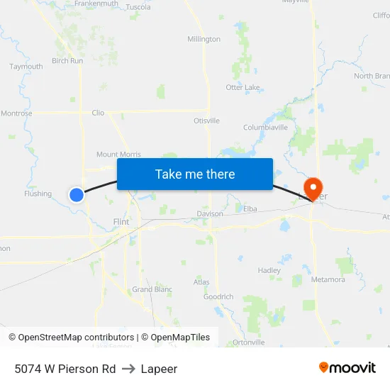 5074 W Pierson Rd to Lapeer map