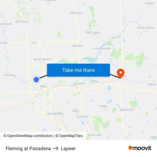 Fleming at Pasadena to Lapeer map