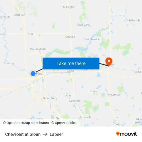 Chevrolet at Sloan to Lapeer map