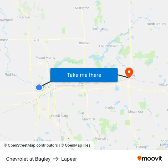 Chevrolet at Bagley to Lapeer map