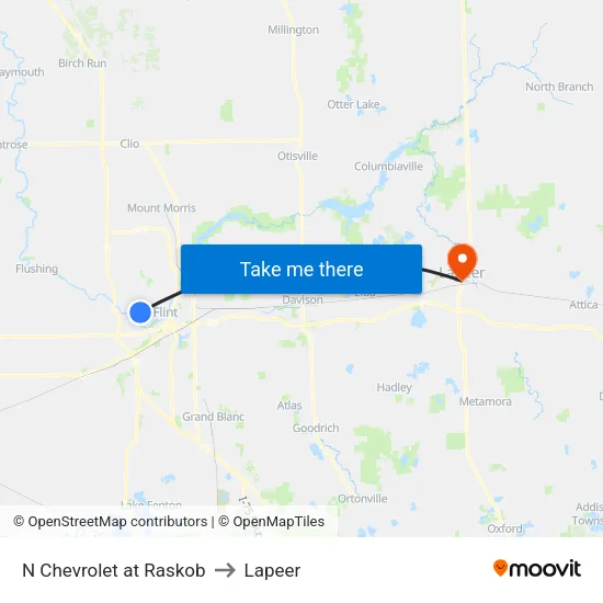 N Chevrolet at Raskob to Lapeer map