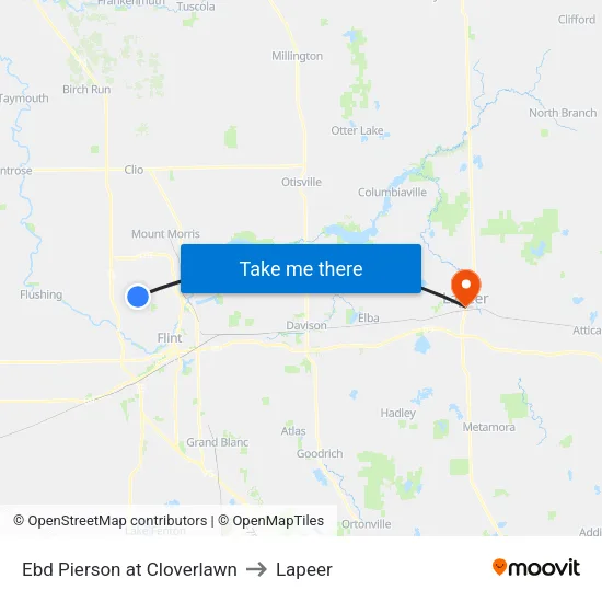Ebd Pierson at Cloverlawn to Lapeer map