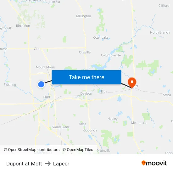 Dupont at Mott to Lapeer map