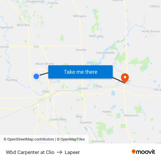 Wbd Carpenter at Clio to Lapeer map