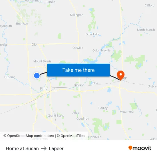 Home at Susan to Lapeer map