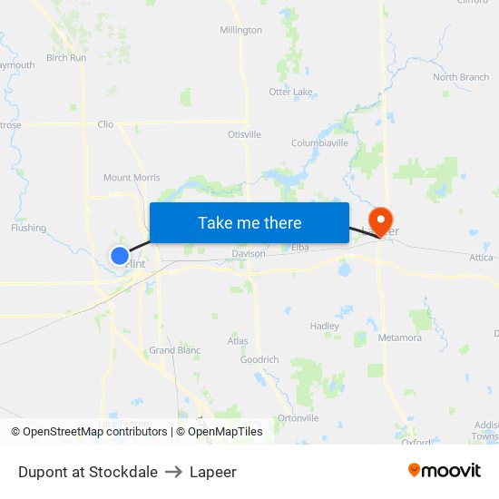 Dupont at Stockdale to Lapeer map