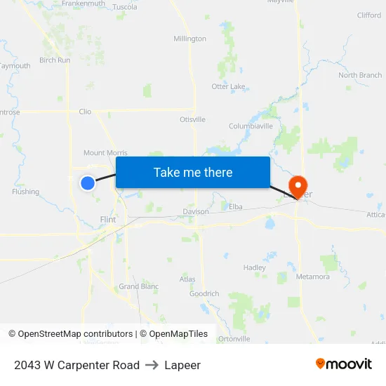 2043 W Carpenter Road to Lapeer map