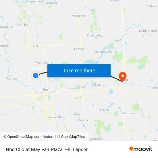 Nbd Clio at May Fair Plaza to Lapeer map