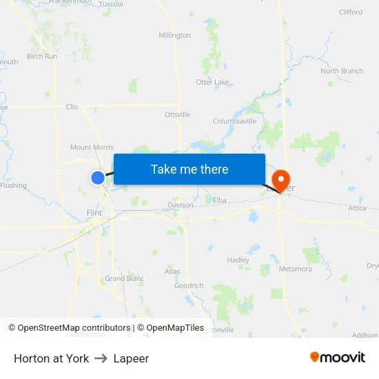 Horton at York to Lapeer map