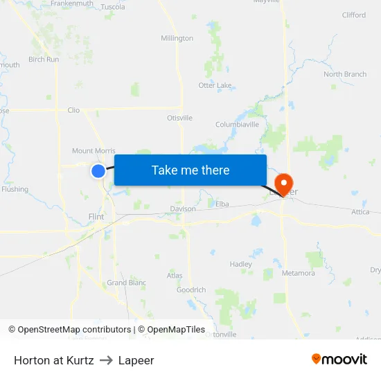 Horton at Kurtz to Lapeer map