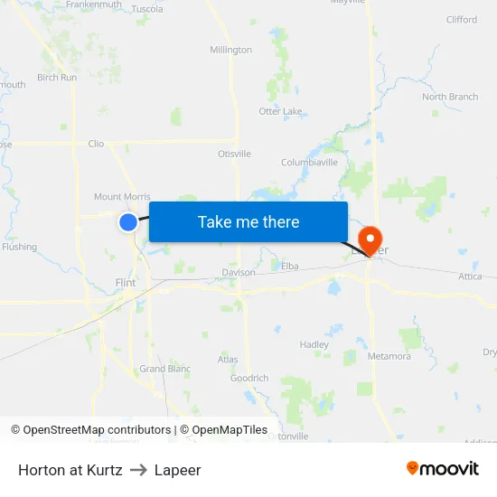 Horton at Kurtz to Lapeer map