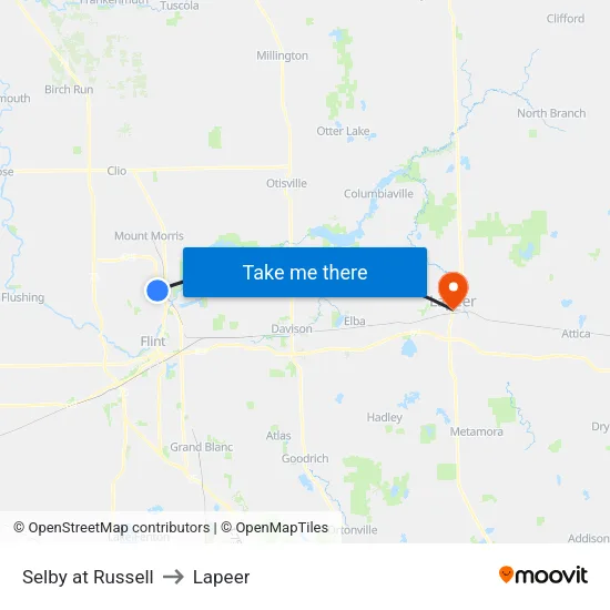 Selby at Russell to Lapeer map