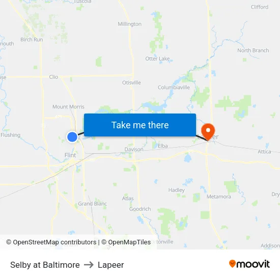 Selby at Baltimore to Lapeer map