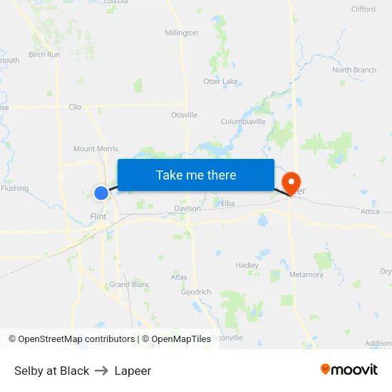 Selby at Black to Lapeer map