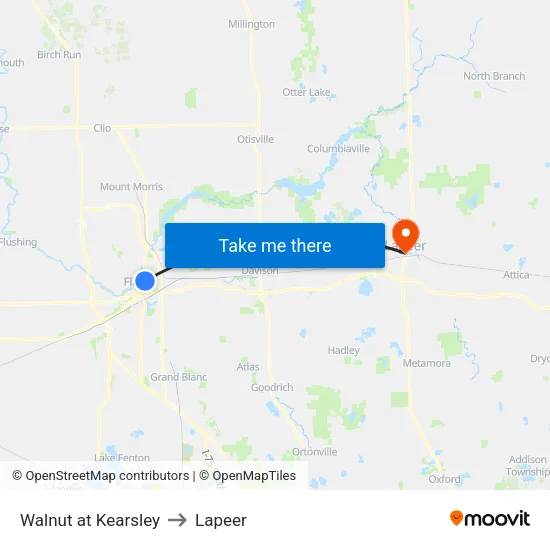 Walnut at Kearsley to Lapeer map