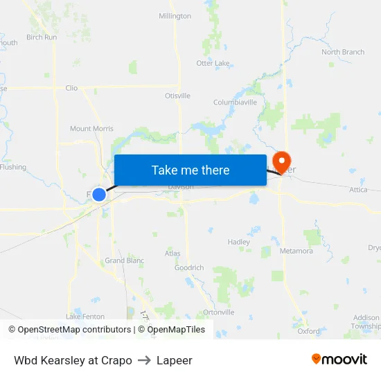 Wbd Kearsley at Crapo to Lapeer map