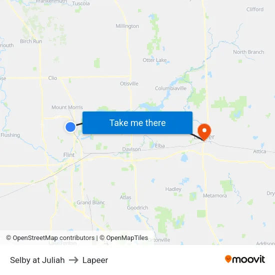 Selby at Juliah to Lapeer map