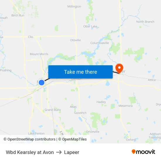 Wbd Kearsley at Avon to Lapeer map