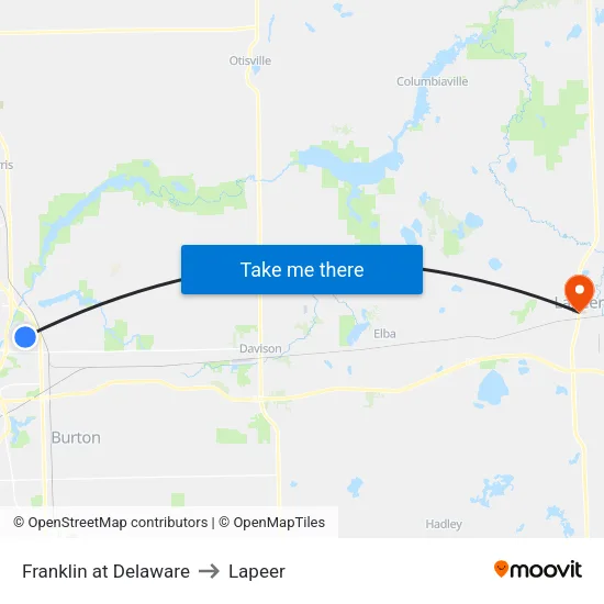 Franklin at Delaware to Lapeer map