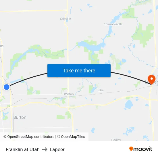 Franklin at Utah to Lapeer map