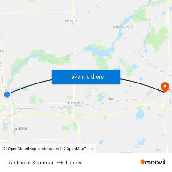 Franklin at Knapman to Lapeer map