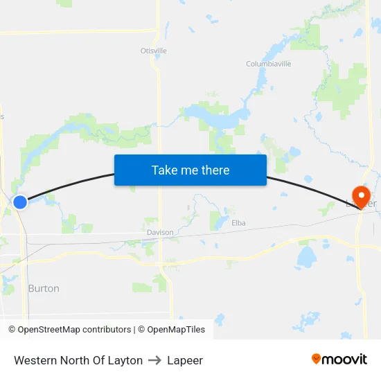 Western North Of Layton to Lapeer map