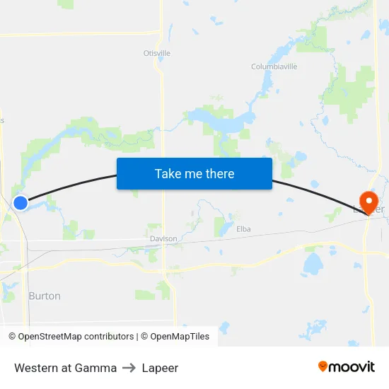 Western at Gamma to Lapeer map