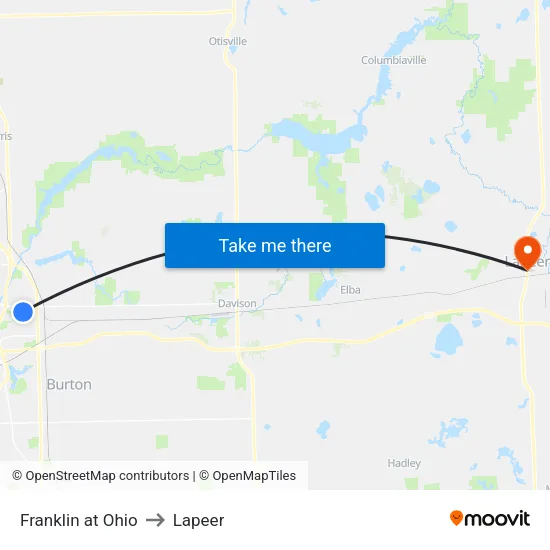 Franklin at Ohio to Lapeer map