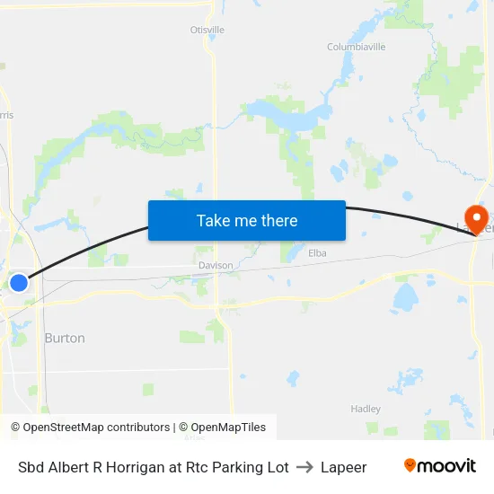 Sbd Albert R Horrigan at Rtc Parking Lot to Lapeer map