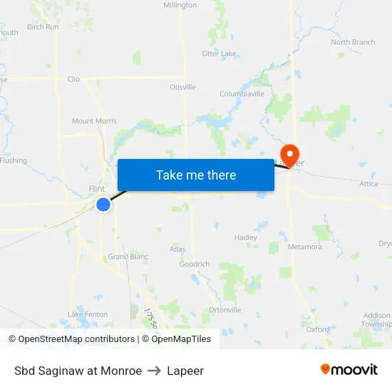 Sbd Saginaw at Monroe to Lapeer map