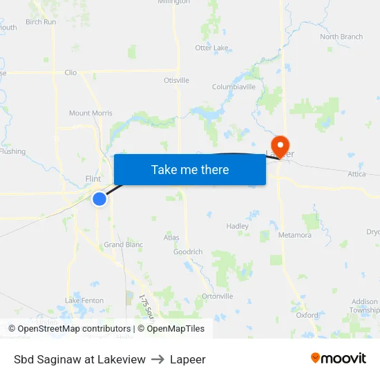 Sbd Saginaw at Lakeview to Lapeer map